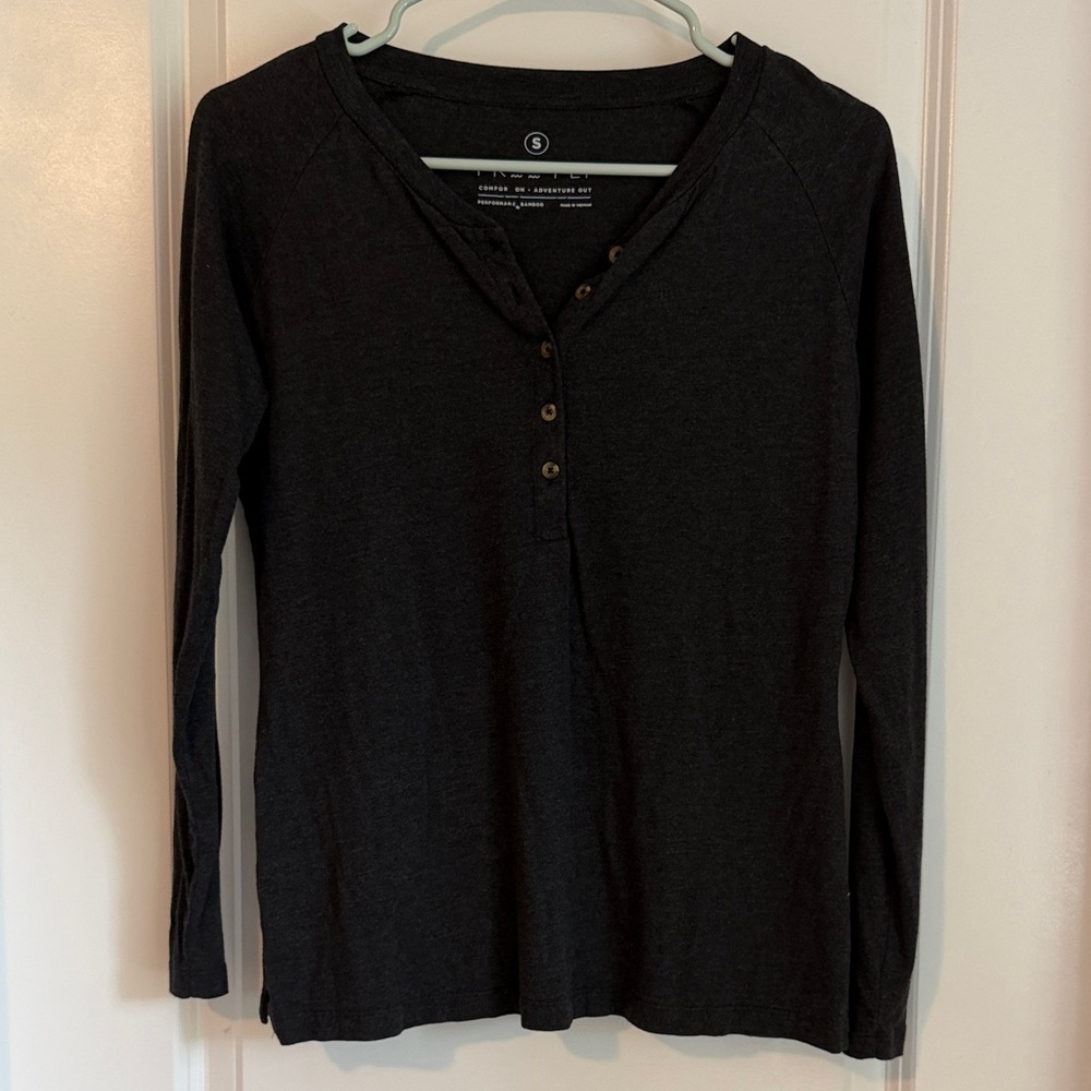 Free Fly Apparel Women's Long Sleeve Henley Top - Black